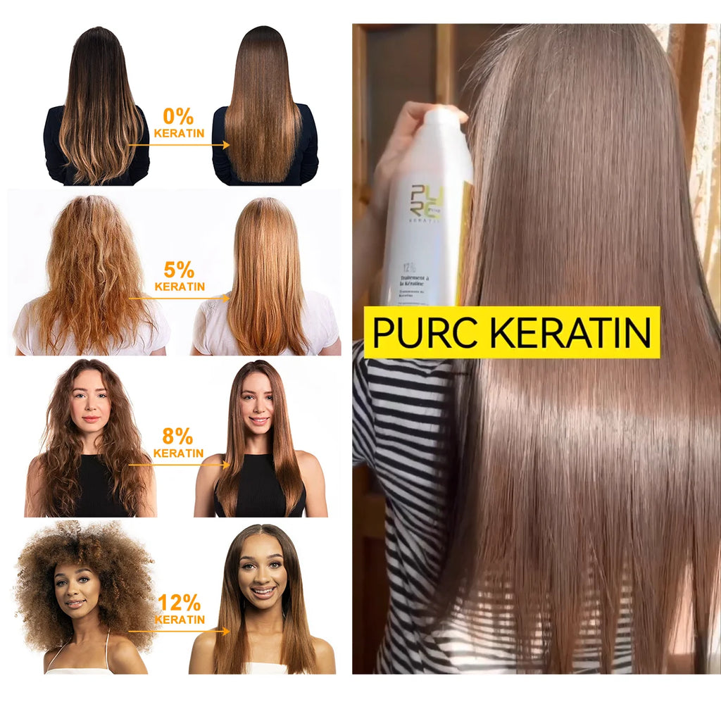 PURC Brazilian Keratin Hair Treatment Products 1000ml Keratin Hair Straightening Cream And 300ML Smoothing Shampoo Hair Care Oasis Select