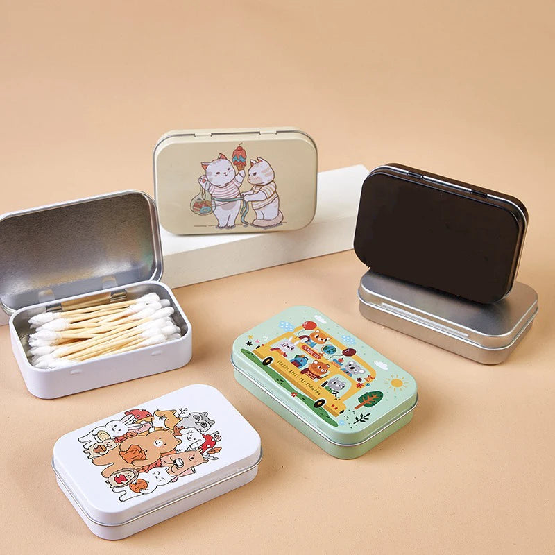 New Cartoon Cat Jewelry Tin Case Sealed Jar Packing Boxes Hairpin Candy Flip Storage Box Small Storage Cans Headphones Gift Box Oasis Select