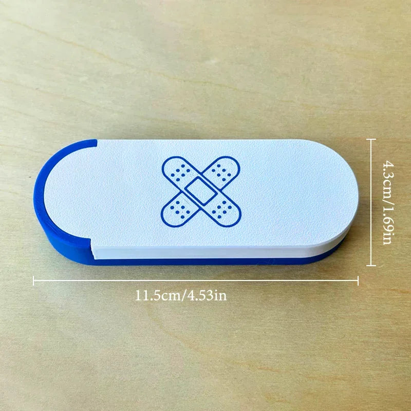 Portable Cute Band-Aid Storage Box Sliding Toothpicks Swabs Dental Flossers Organizer for Home Office Travel Essentials Oasis Select