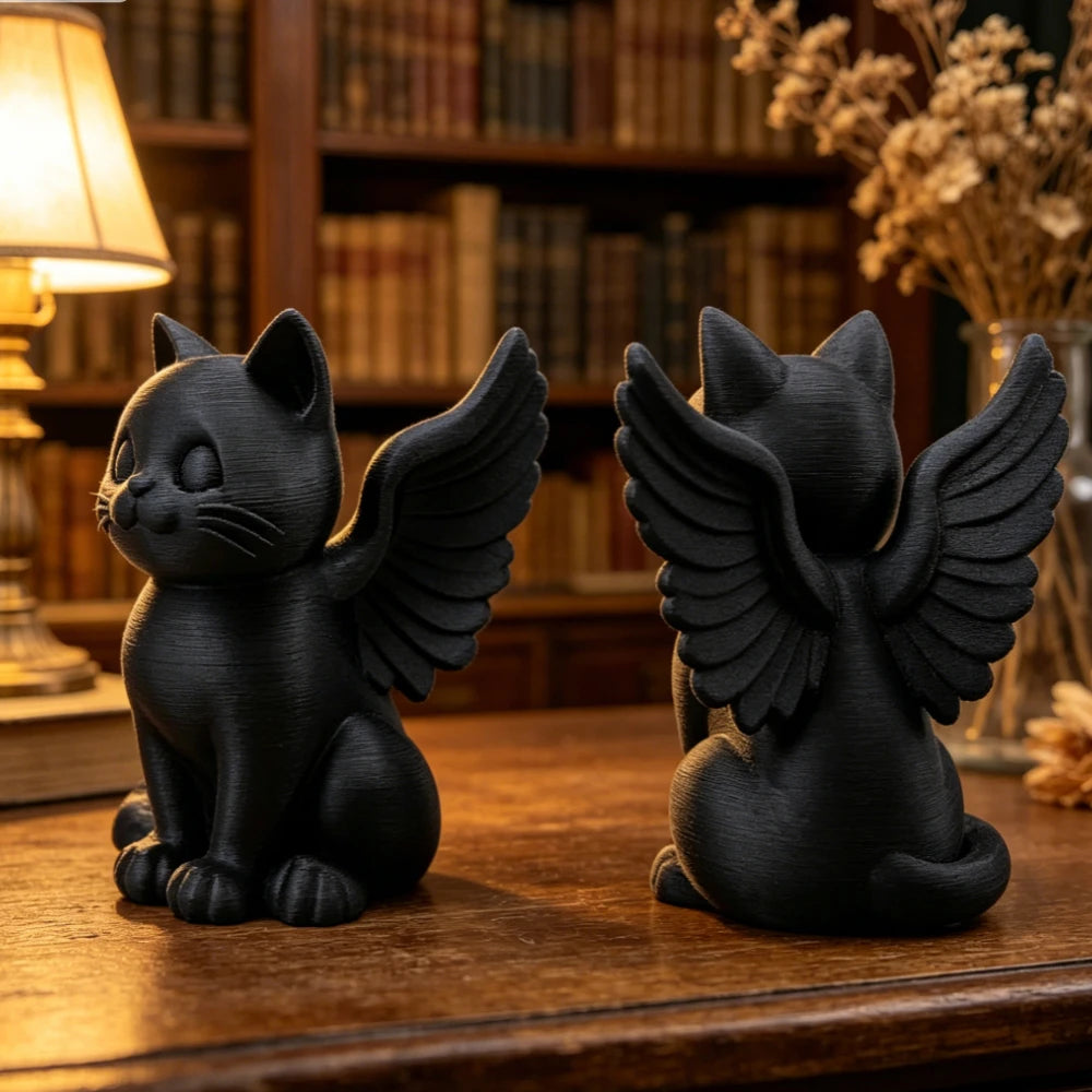 Sweet Angel Cat Figurine Winged Kitten Statue Cute Animal Pet Memorial Ornaments for Home Office Desk Bedroom Garden Decor Gifts Oasis Select
