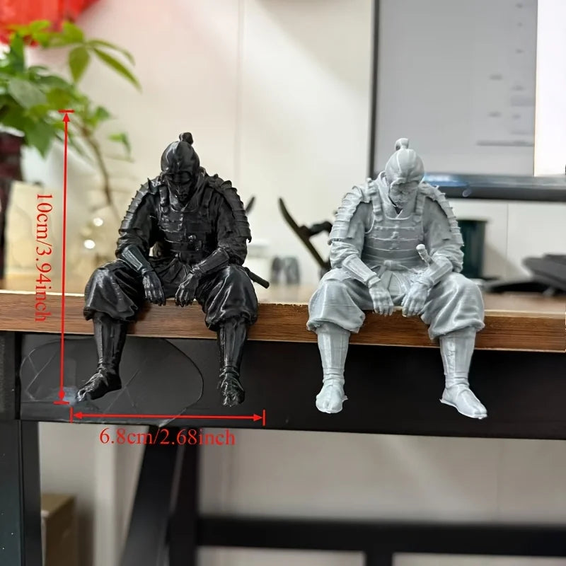 Japanese Samurai Figurine Miniature Ornaments Decor Sitting Warrior Figurine for Desks Bookshelves DIY Painting Zen Bushido Gift Oasis Select