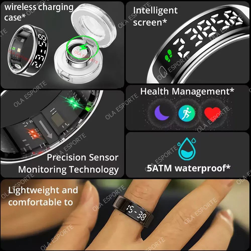 2025 Smart Ring Display | Health Tracker 5ATM | Ola Esporte