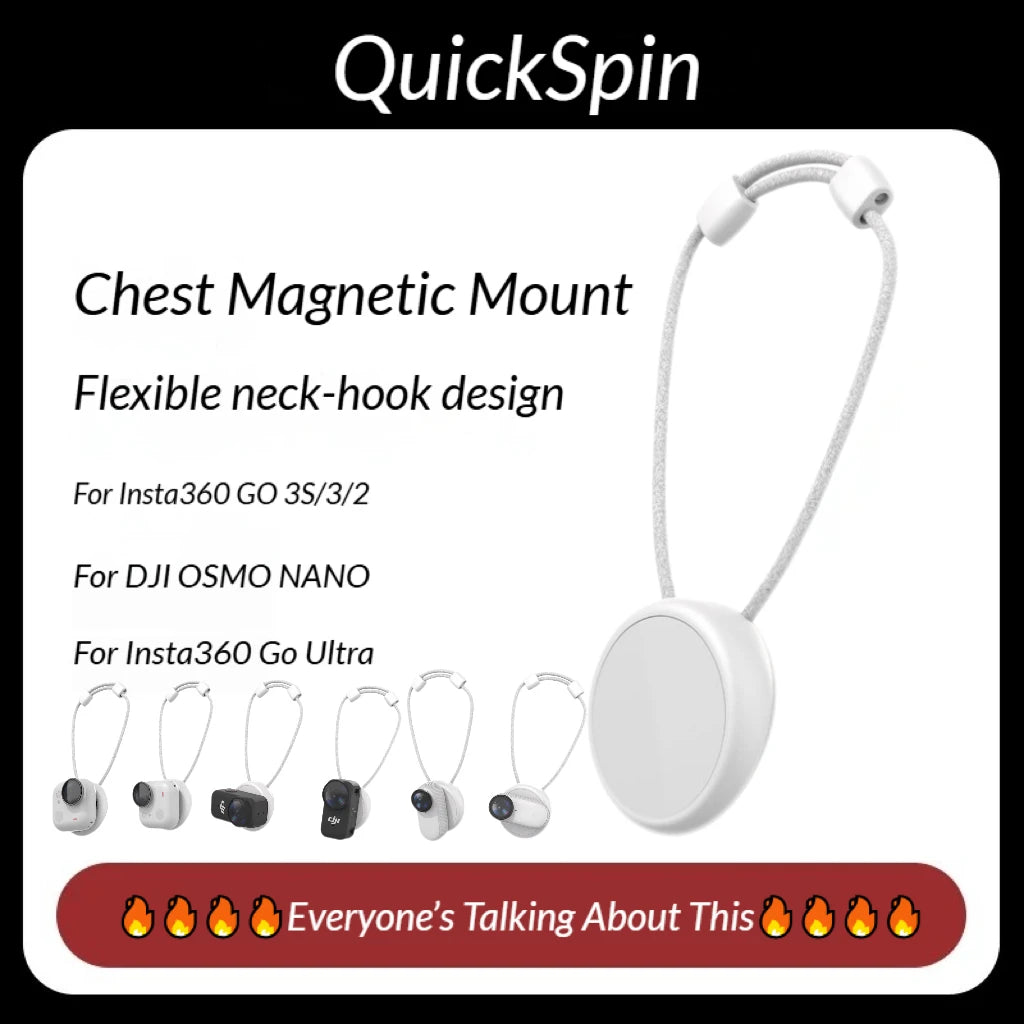 Magnetic Chest Neck Mount for Insta360 GO 3S/3/2 & DJI OSMO