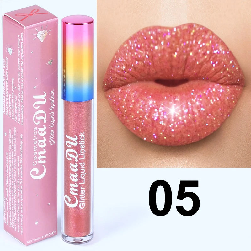 Pearlescent Shimmer Lip Gloss Lipstick Glitter Plumping Waterproof High Shine Lightweight Coral Metallic Y2K Daily Party Makeup Oasis Select 05