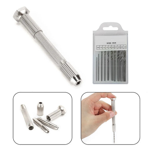 10Pcs 0.8mm-3.0mm Mini Micro Hand Drill Woodworking Drilling Tools For Models Hobby DIY Jewelers Durable Oasis Select
