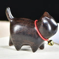 Handmade Wooden Cat Figurine with Bell | Natural Wood Decor Wood Cat Figurine Oasis Select Black With Bell