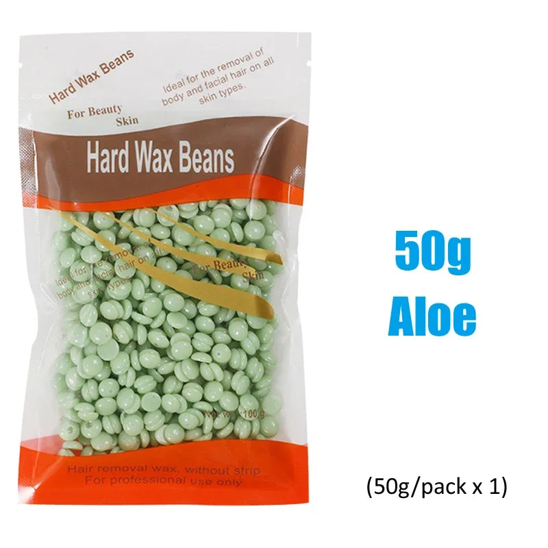 2026 Hard Wax Beans 50/200/500g for Wax Heater Painless Depilatory Body Hair Removal for Bikini Area Face And Body Oasis Select 50g-Aloe