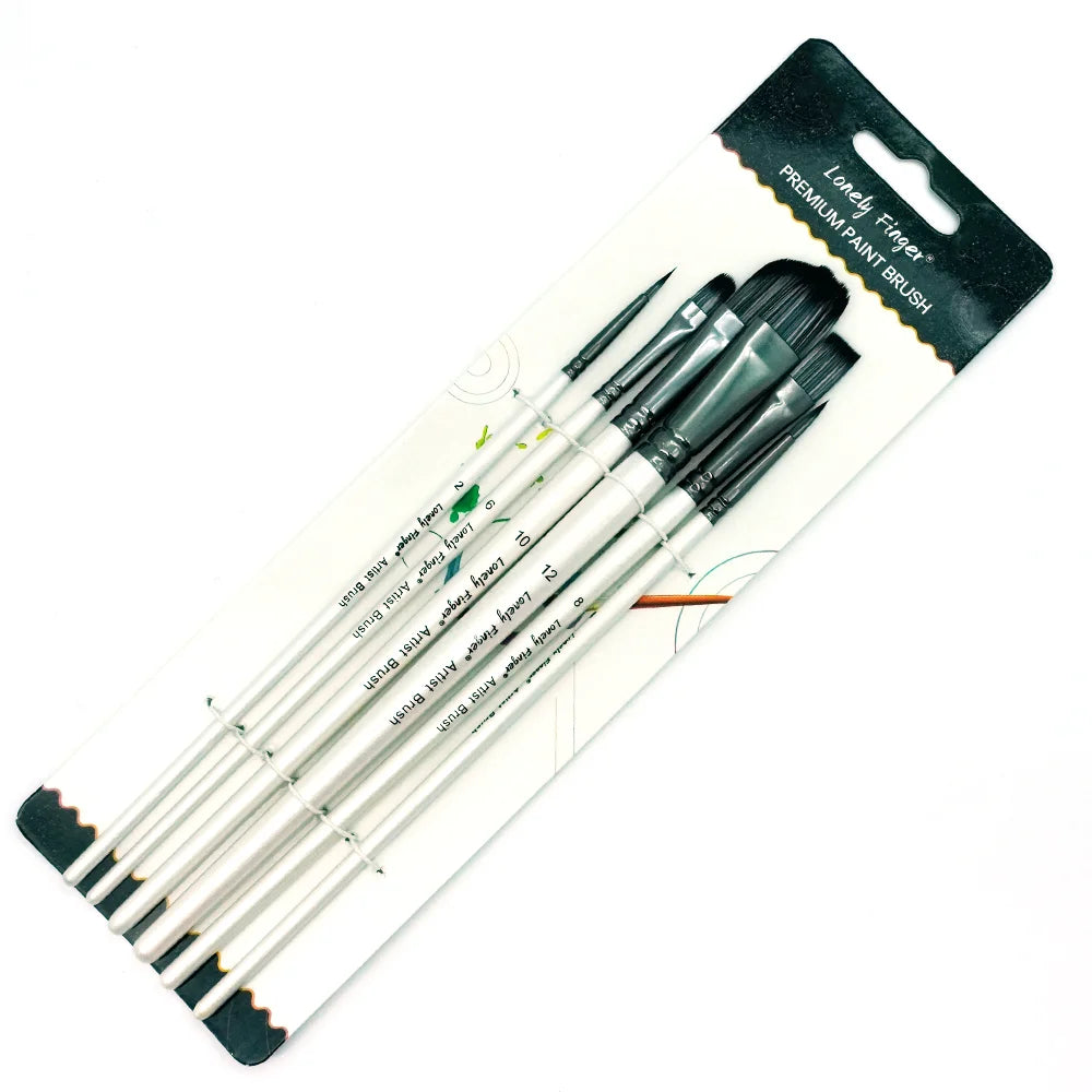 Paint Brushes Set,6Pcs Different Tip Paintbrushes Nylon Hair Artist Acrylic Paint Brushes for Acrylic Oil Watercolor, Face Nail Oasis Select WHITE