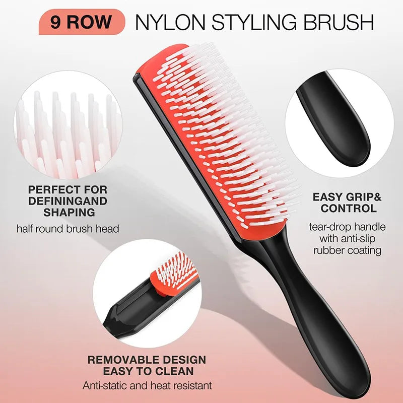 9-Row Detangling Hairbrush & Scalp Massager – Curly & Wet Hair Detangling Hairbrush Oasis Select