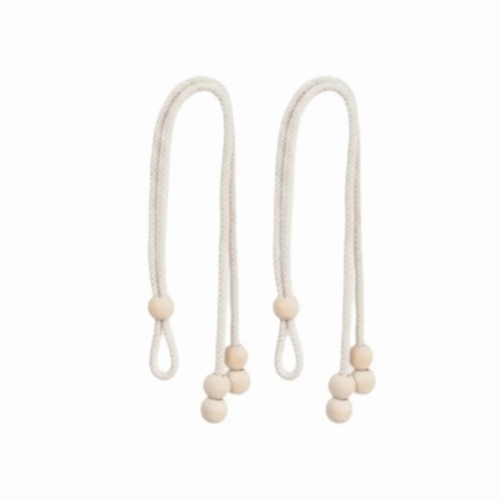 Adjustable Curtain Tiebacks with Wooden Beads | Cotton Linen