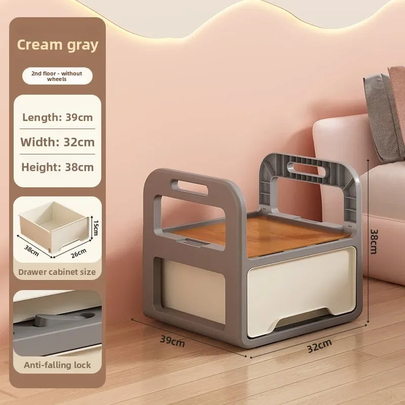 Multi-functional Drawer storage cabinet household living room snacks toys plastic storage box Oasis Select Ash 32-2A