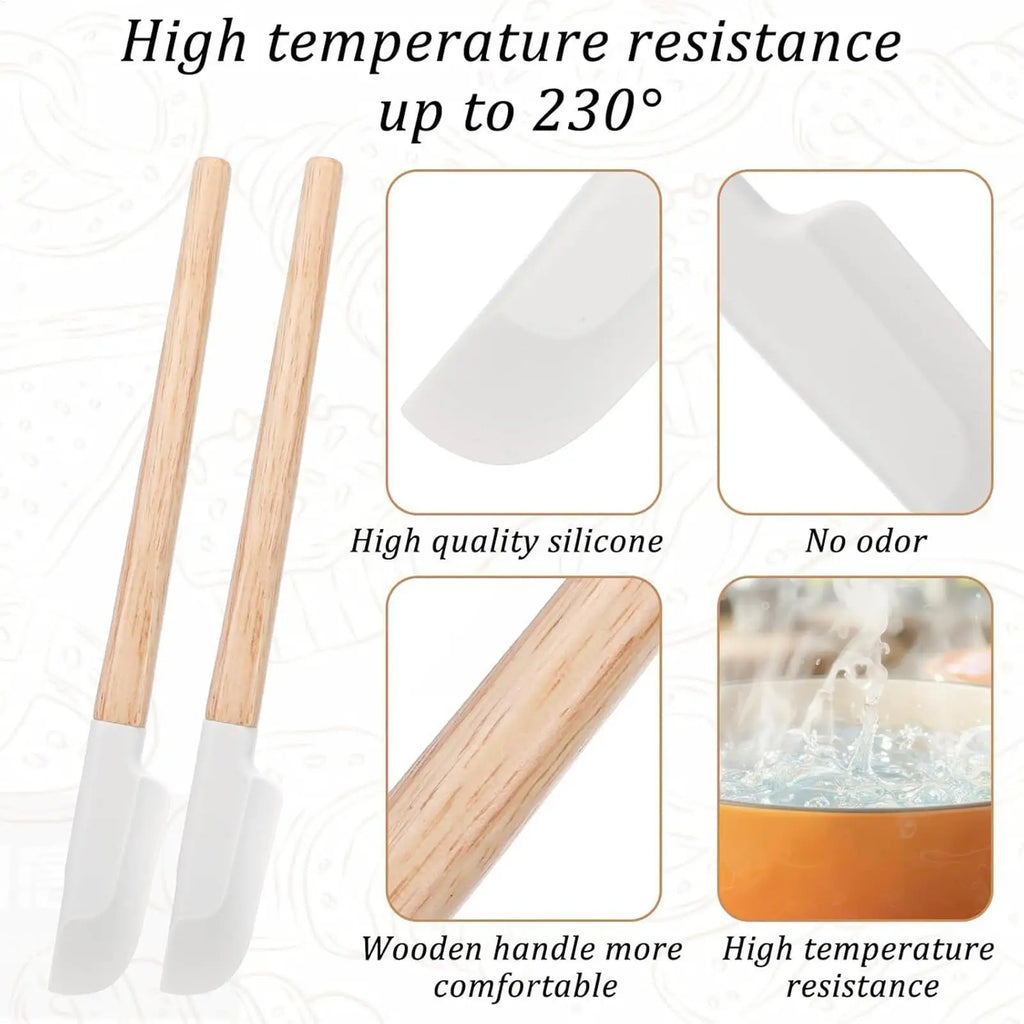Wooden Handle Spatula silicone Scraper Long Cake Spatula Heat-resistant Kitchen Baking Tool Kitchen Utensils Baking Tools Oasis Select