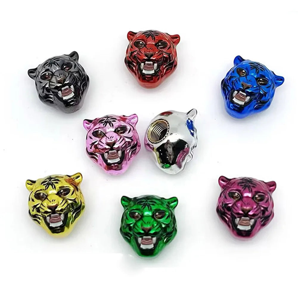 4Pcs Tiger Style Tire Valve Stem Caps 3D Animal Car Accessories Decor Tire Air Caps for Car,SUV,Bike,Motorcycle,Bicycle Oasis Select