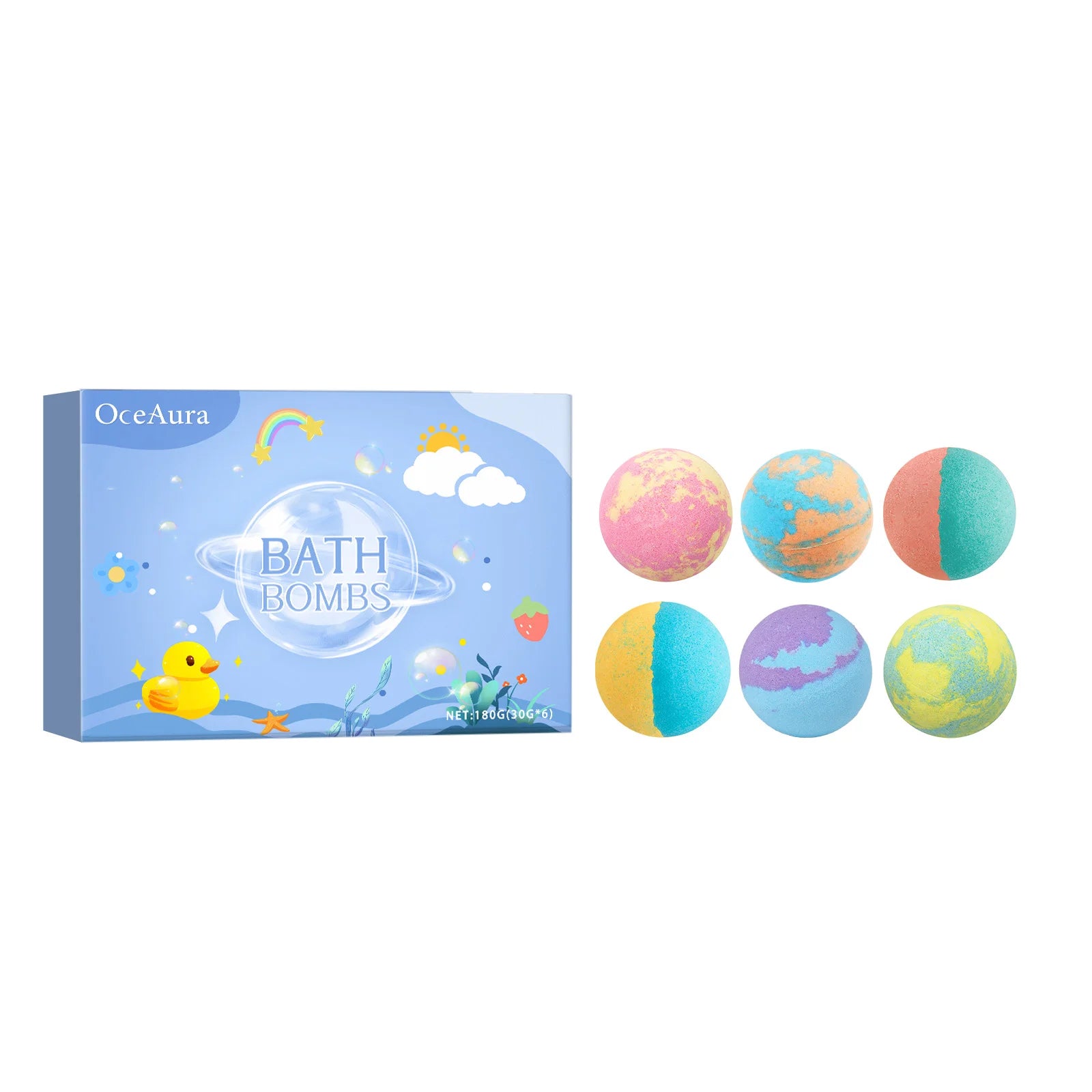 OceAura Christmas Bath Bombs – Colorful Fizzing Spa Gift Set