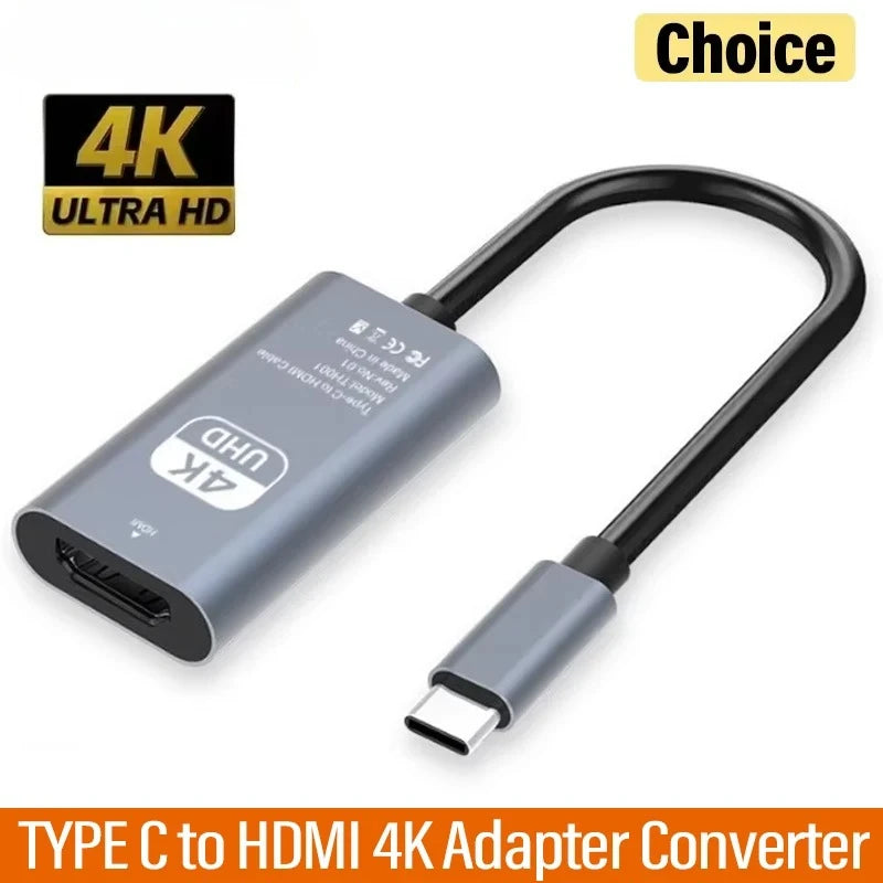 TYPE C to HDMI-Compatible 4K Adapter USB C USB3.1 Male to HDTV Female Converter Cable for Laptop Tablet TV MacBook Oasis Select