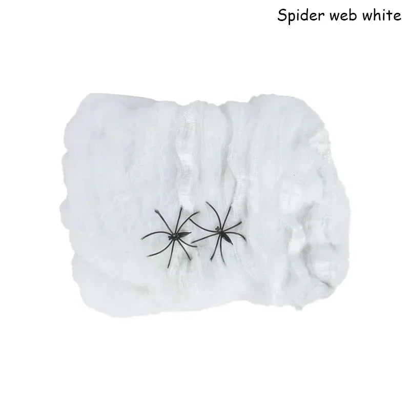 1-20PCS Halloween Decoration Stretchy Spider Web Cotton Cobweb Horror Prop for Haunted House Bar Party Scene Scary Decor Use Oasis Select White 5PCS