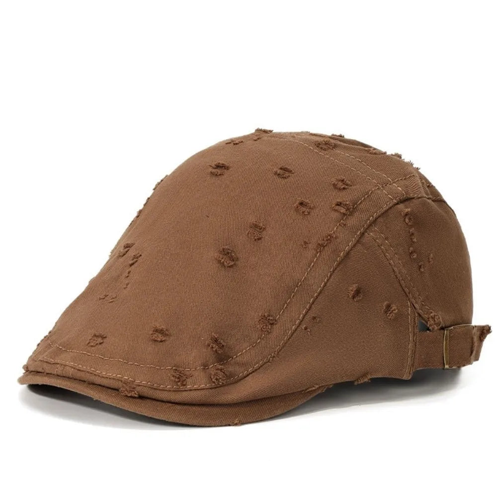 Fashion Hole Sketching Beret Hat Cotton Adjustable Painter Hat Soft Newsboy Hat Hip Hop Oasis Select Coffee