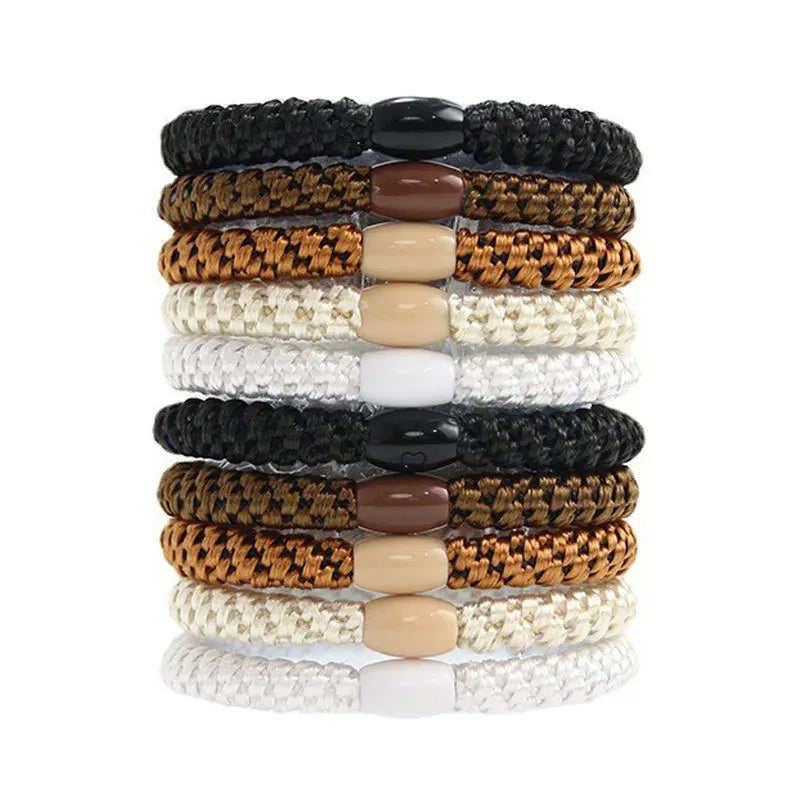 10pcs 5mm Black Mix Elastic Hair Ties Hair Bands No Damage Soft Ponytail Holders Hair Accessories for Girls Women Oasis Select Begie Coffee