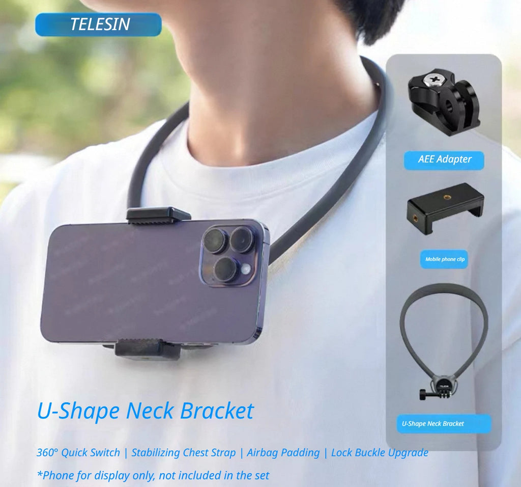 TELESIN Magnetic POV Neck Mount – GoPro, Insta360, DJI & Phone