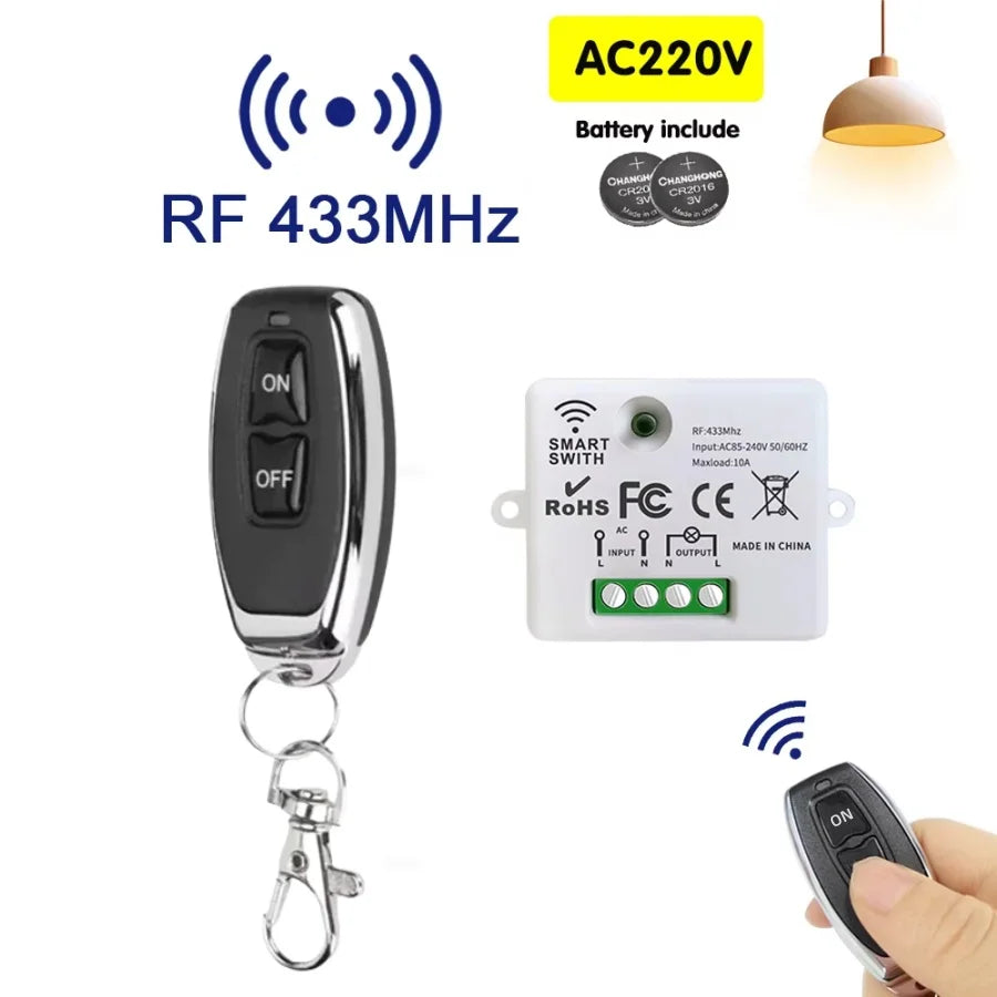RF433MHz Wireless Remote Control Light Switch 10A Relay Wireless Light Switch Oasis Select