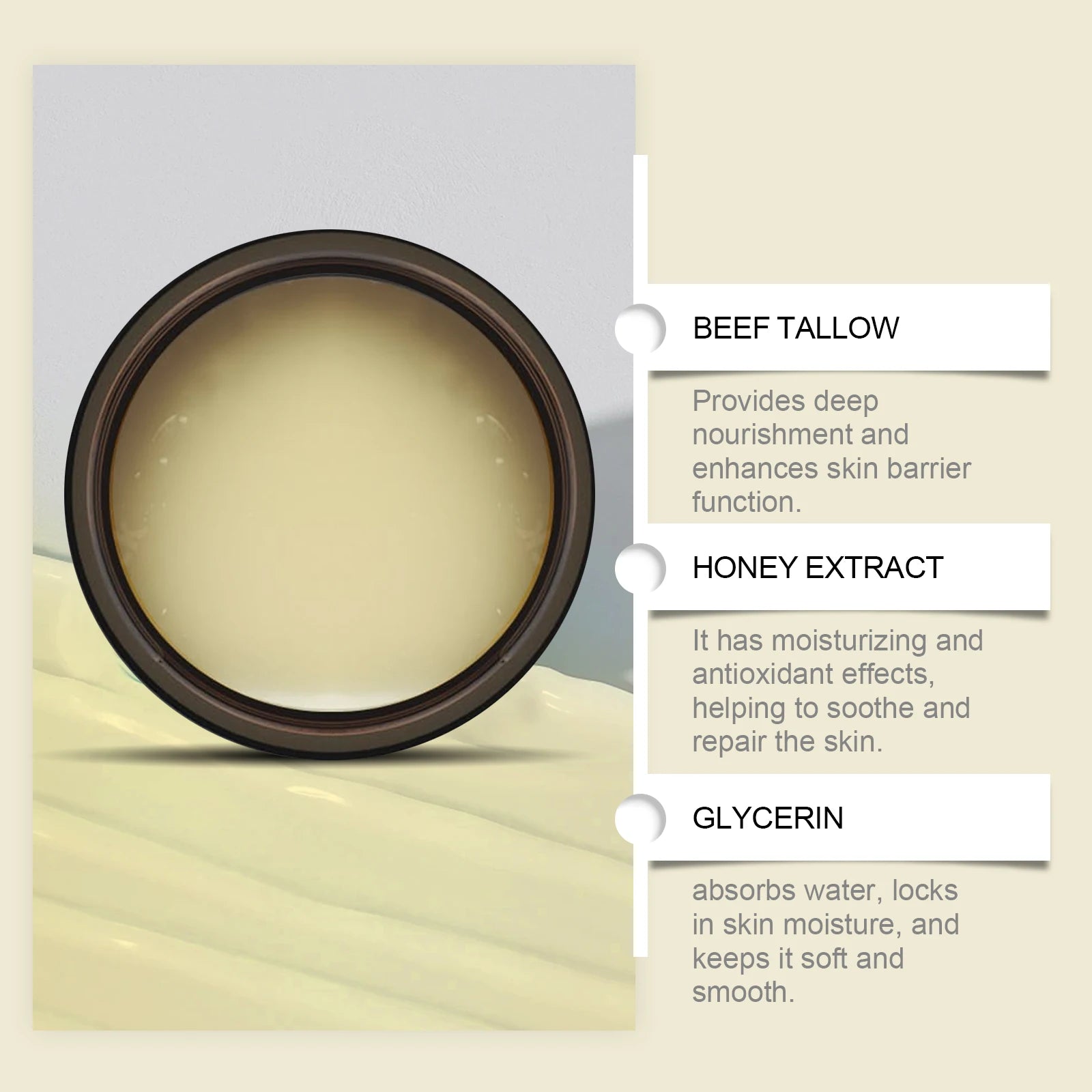 Beef Tallow & Honey Face Moisturizer – Nourishing Cream 120g Face Moisturizer Cream Oasis Select