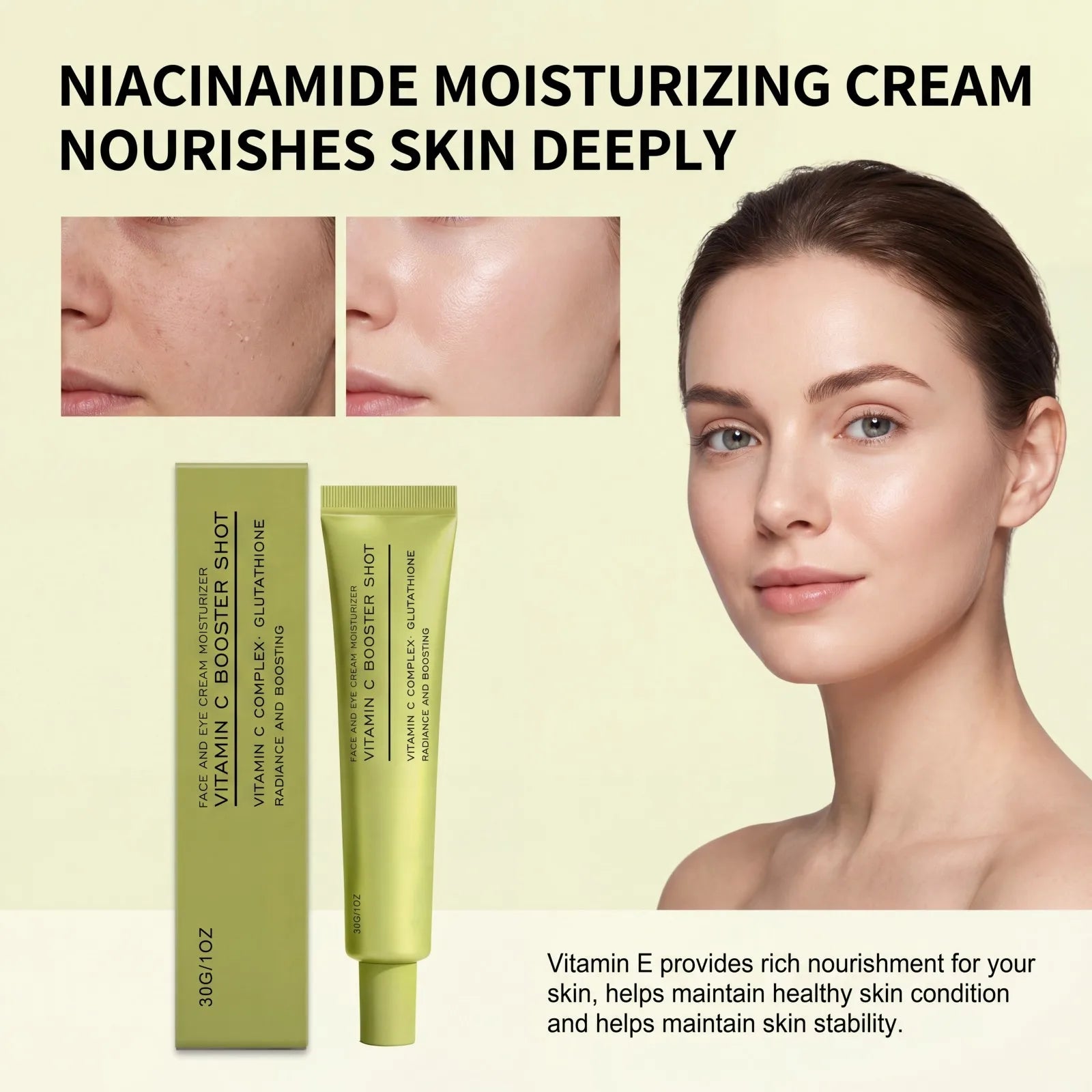 30g Niacinamide Moisturizing Cream Vitamin C Booster Shot Face Eye Cream Brightening Hydrating Smoothing Improves Fine Lines Oasis Select