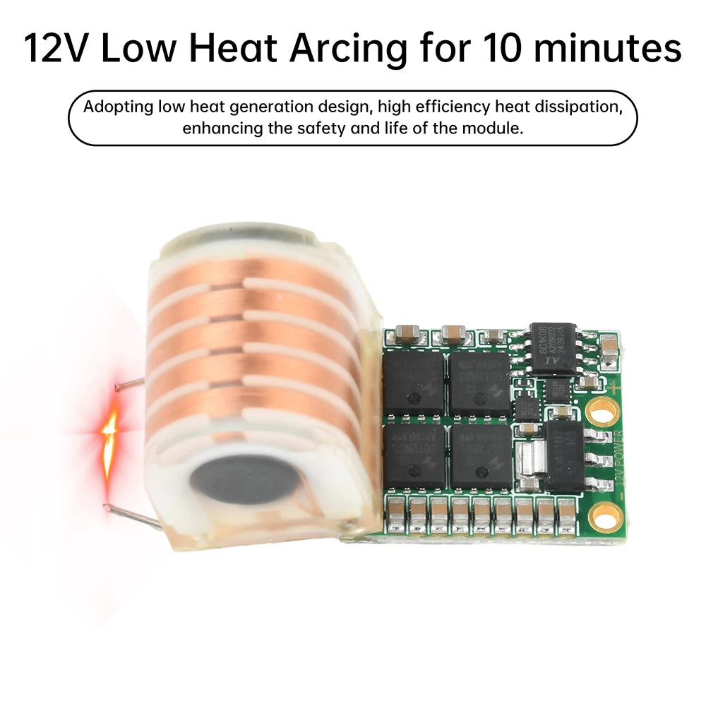 DC 9-12V to AC 20KV High Frequency AC Booster Coil High Voltage Ignition Module 12V Low Heat Arc for 10 Minutes 70W Oasis Select