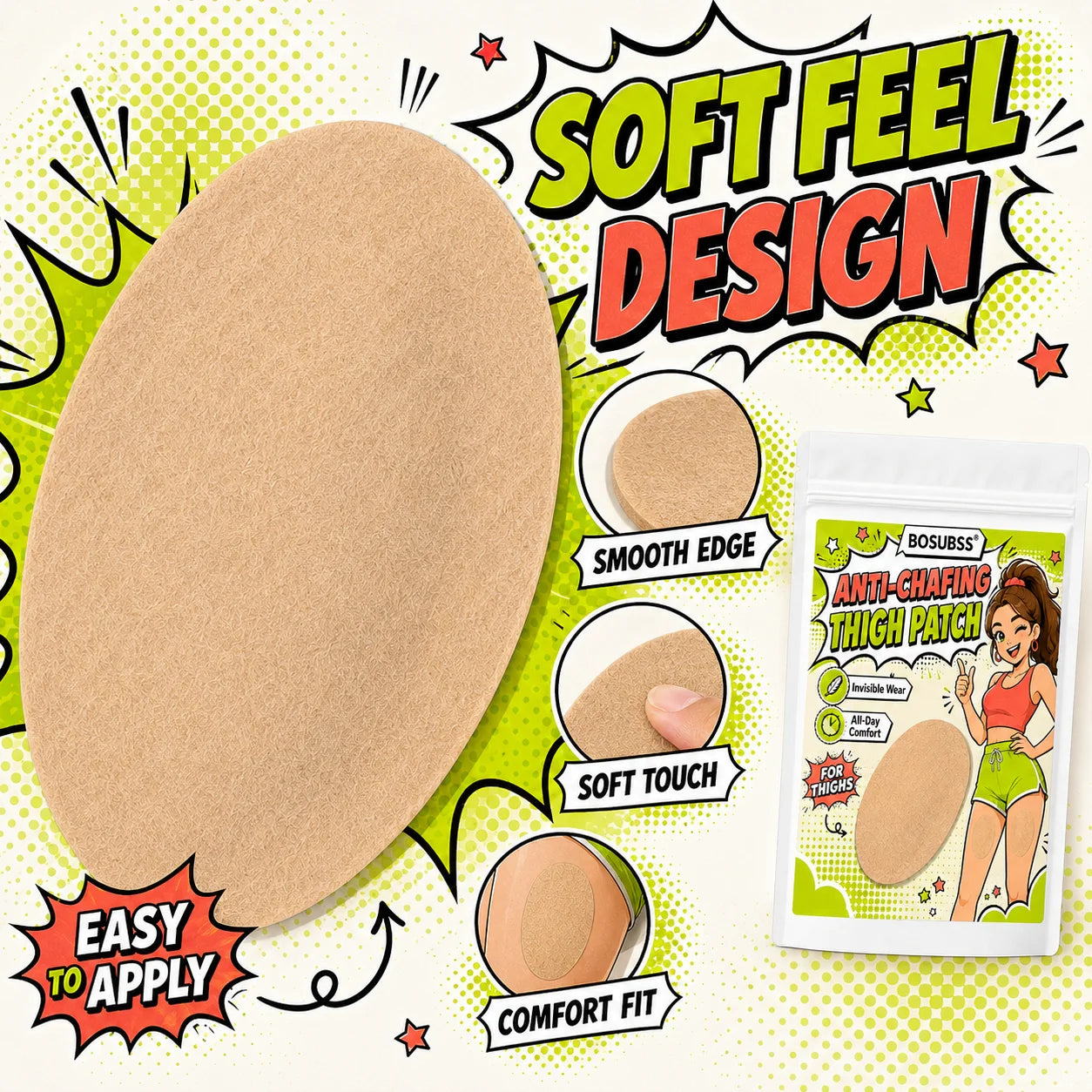 10Pcs Invisible Anti-Chafing Thigh Bands Transparent Soft Anti-Friction Leg Patches for Women Daily Wear Running Gym Oasis Select