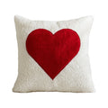 Heart Pattern Embroidered Throw Pillow Cover 45cm – Red & White