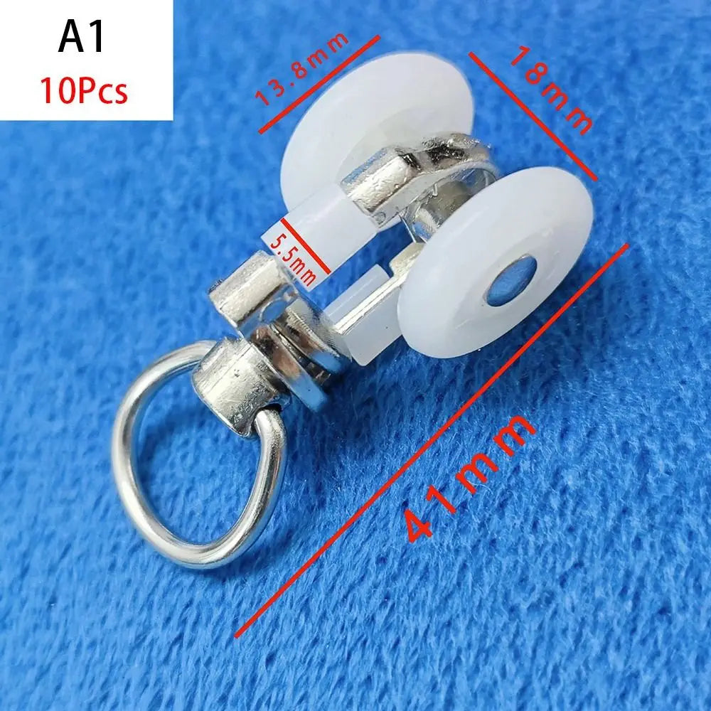 10Pcs Straight Curved Track Rollers Curtain Wheels Rail Curtains Hook Ring Slider Furniture Hardware Curtain Rod Pulley Hanging Oasis Select A1