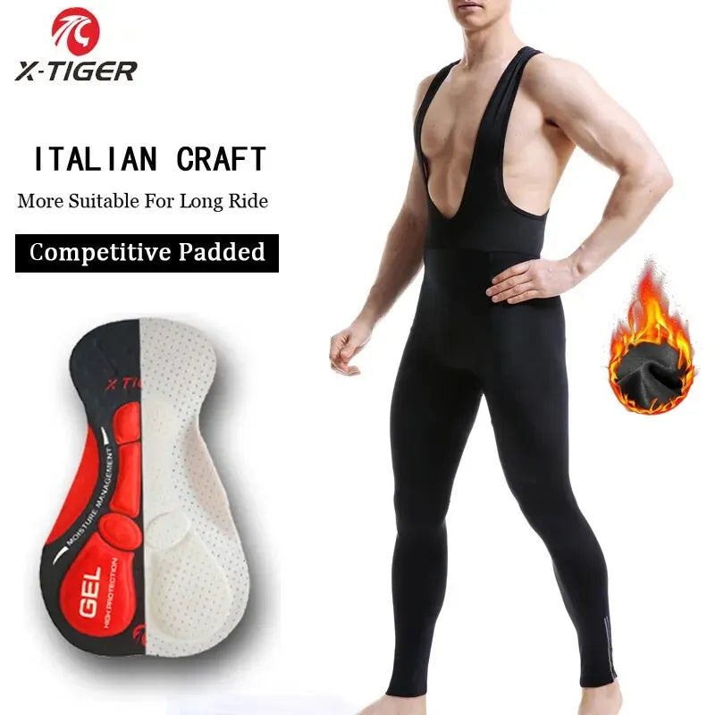 X-TIGER Cycling Bib Trousers Winter Thermal Mountain Bike Pants Bicycle Tights Coolmax 5D Gel Pad Keep Warm Bib Pants Oasis Select