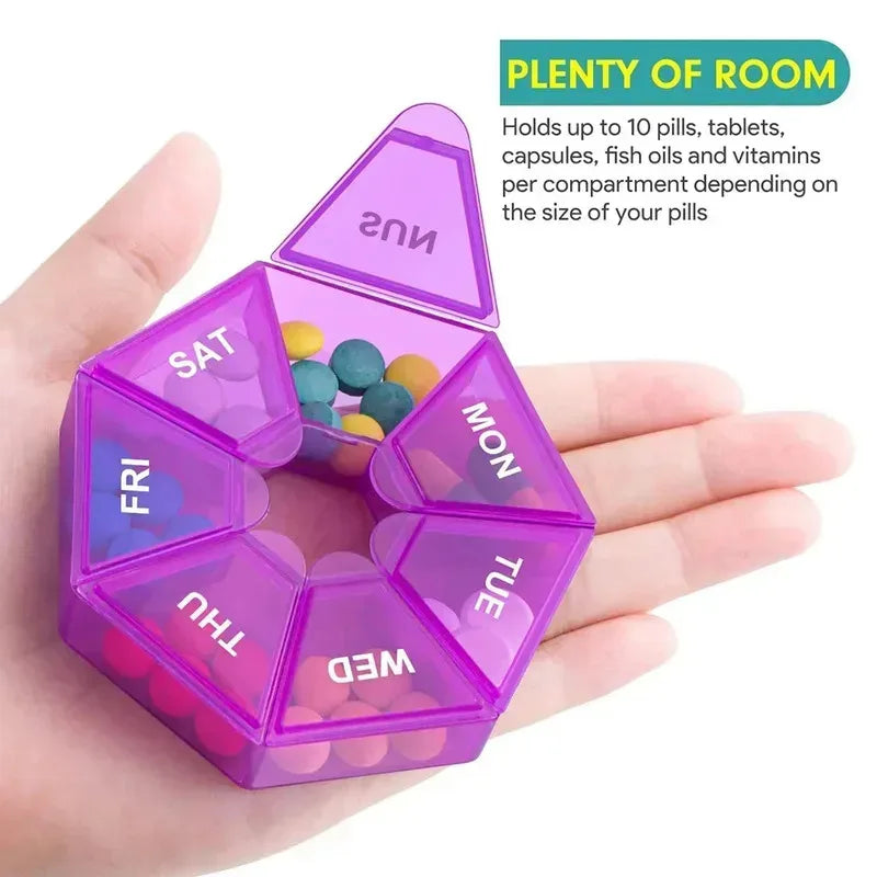 1/2/3pcs Portable Mini Seven Days Small Pill Box One Week Seven Days A Week Pill Organizers Multifunctional Medicine Case Oasis Select