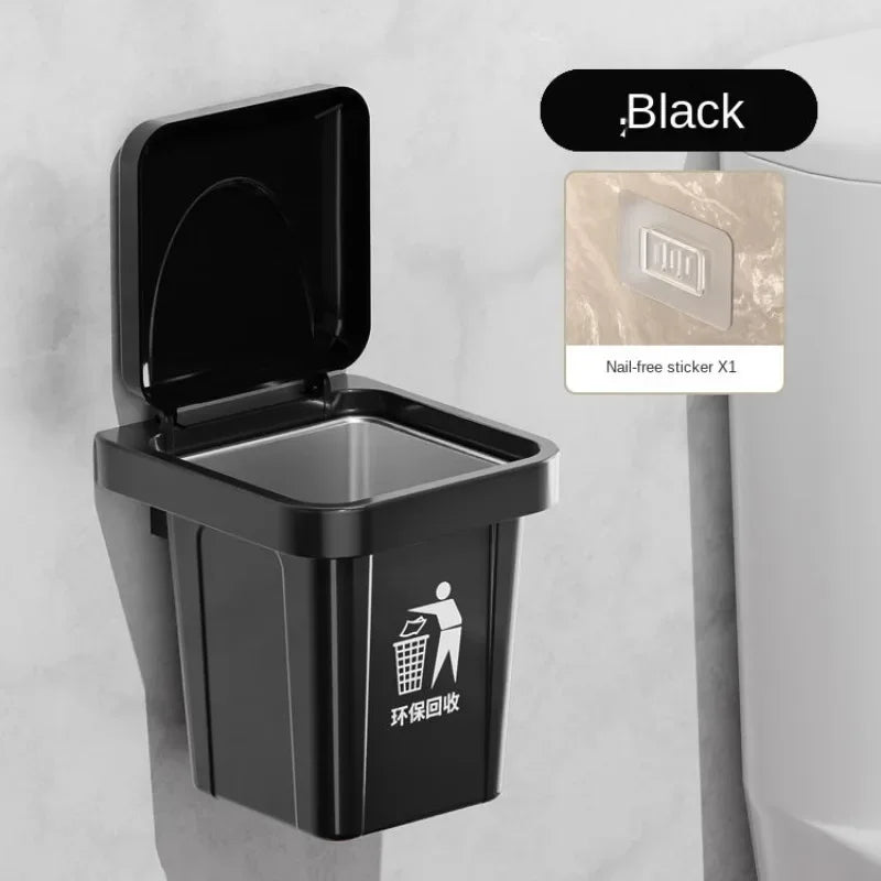 Portable Ashtray Trash Can Ashtray with Lid, Stainless Steel Ashtray, Bathroom Wall Hanging, Notch Anti-fly Ash Ashtray Oasis Select black
