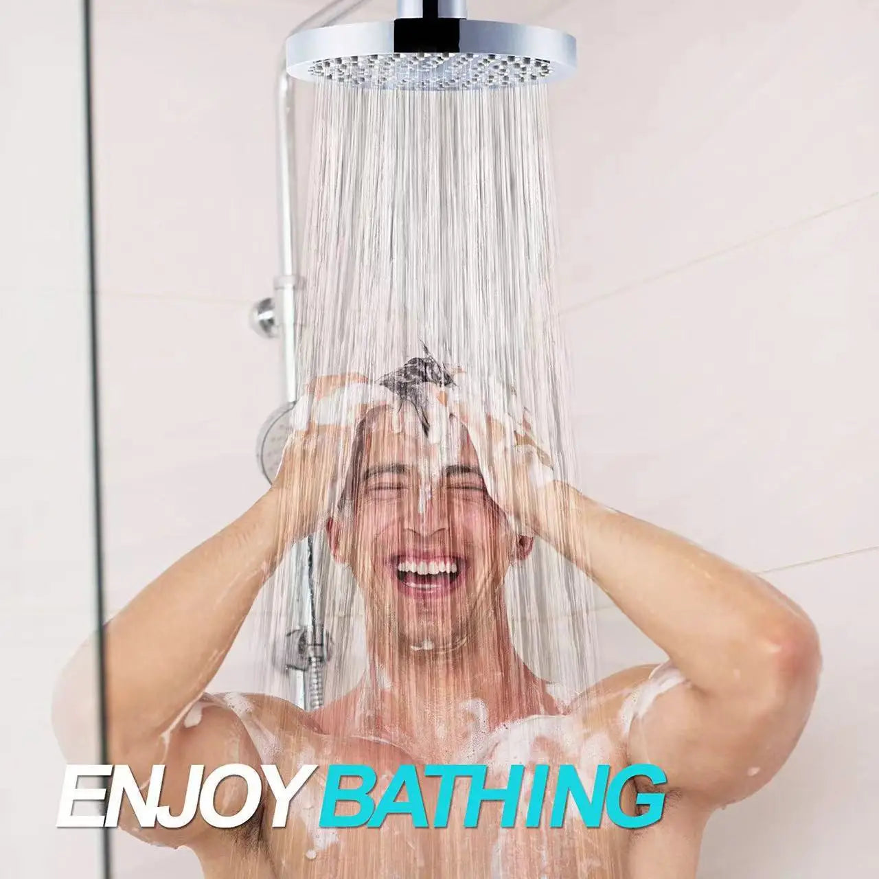 6-Inch Round Electroplated Shower Head Set with Extension Rod