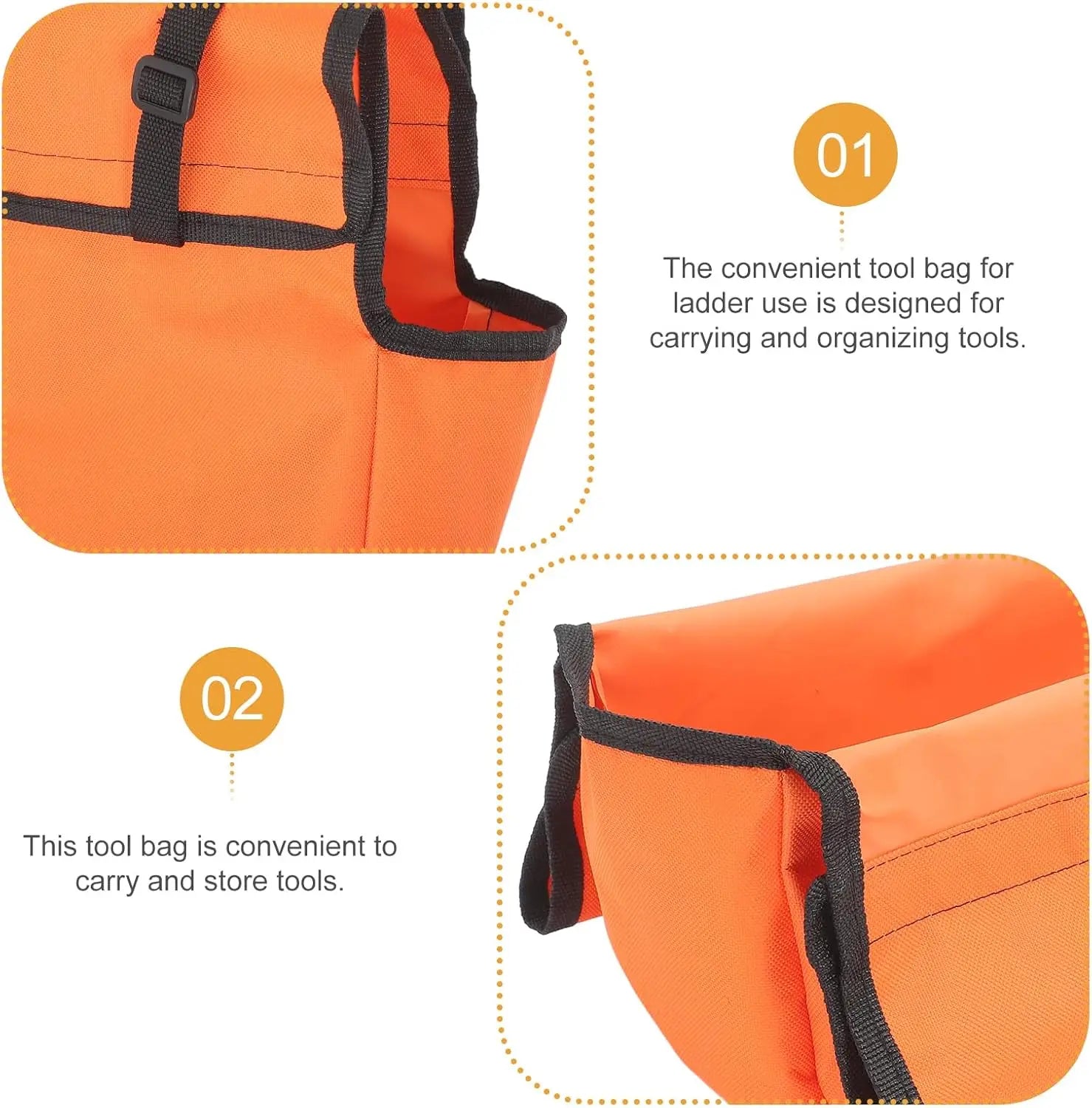 2/4 PCS Ladder Tool Caddy for Scissor Ladder Heavy-Duty Hands-Free Storage Pouch with Secure Mount for Electricians Carpenters Oasis Select