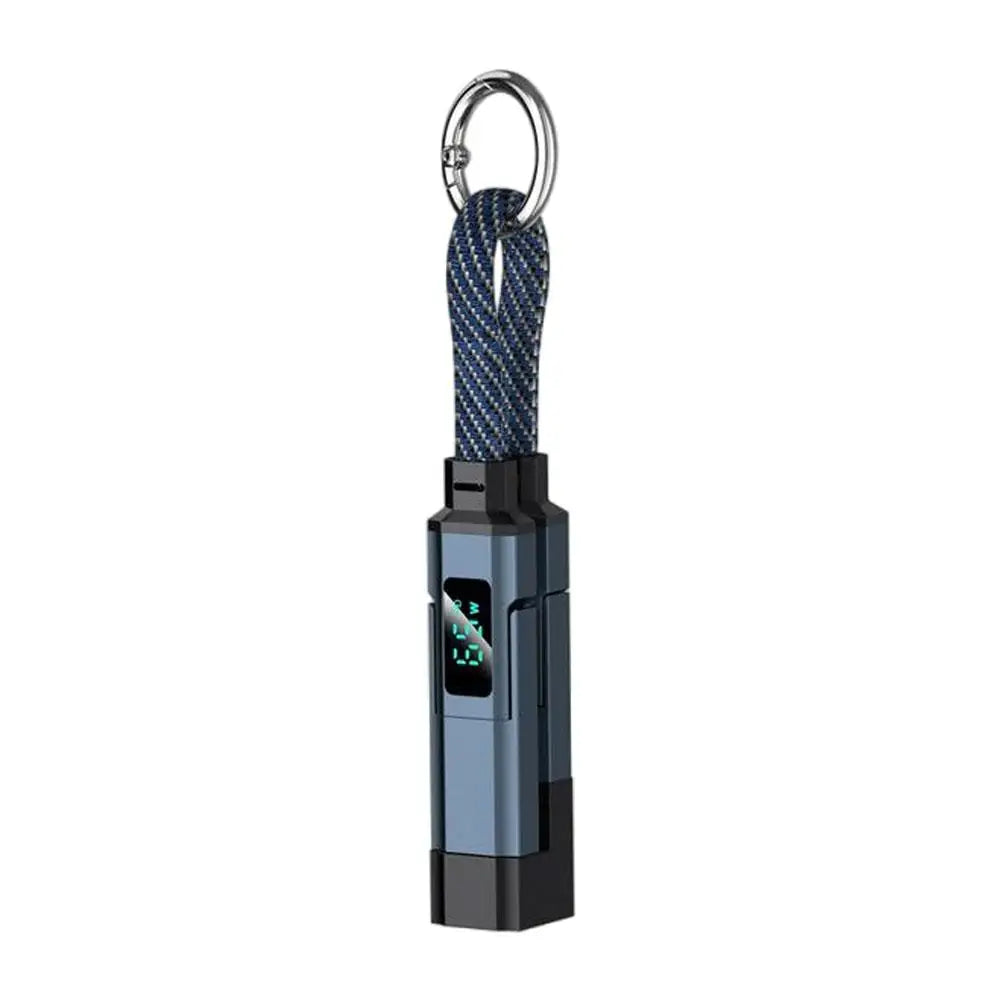 PD 65W USB C to USB C Fast Charging Cable, 4 in 1 Digital Display Type C Keychain Short Mobile Phone Charging Cord Oasis Select Blue