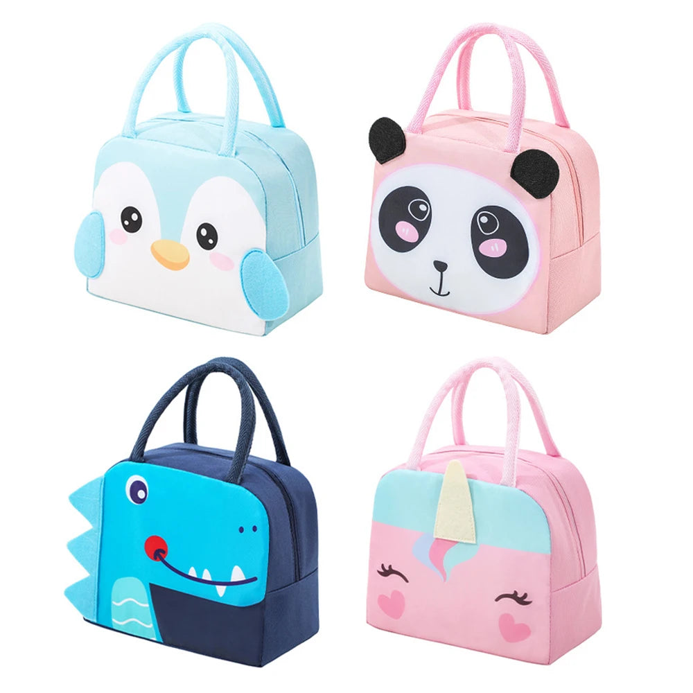 3D Cute Cartoon Lunch Box Bag for Students - Insulated Thermal Food Carrier, Portable Handheld Meal Tote with Keep Warm Pocket Oasis Select