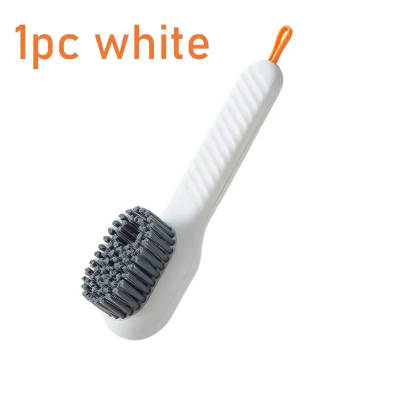 Multifunction Shoe Brush with Soap Dispenser & Long Handle Shoe Cleaning Brush Oasis Select White