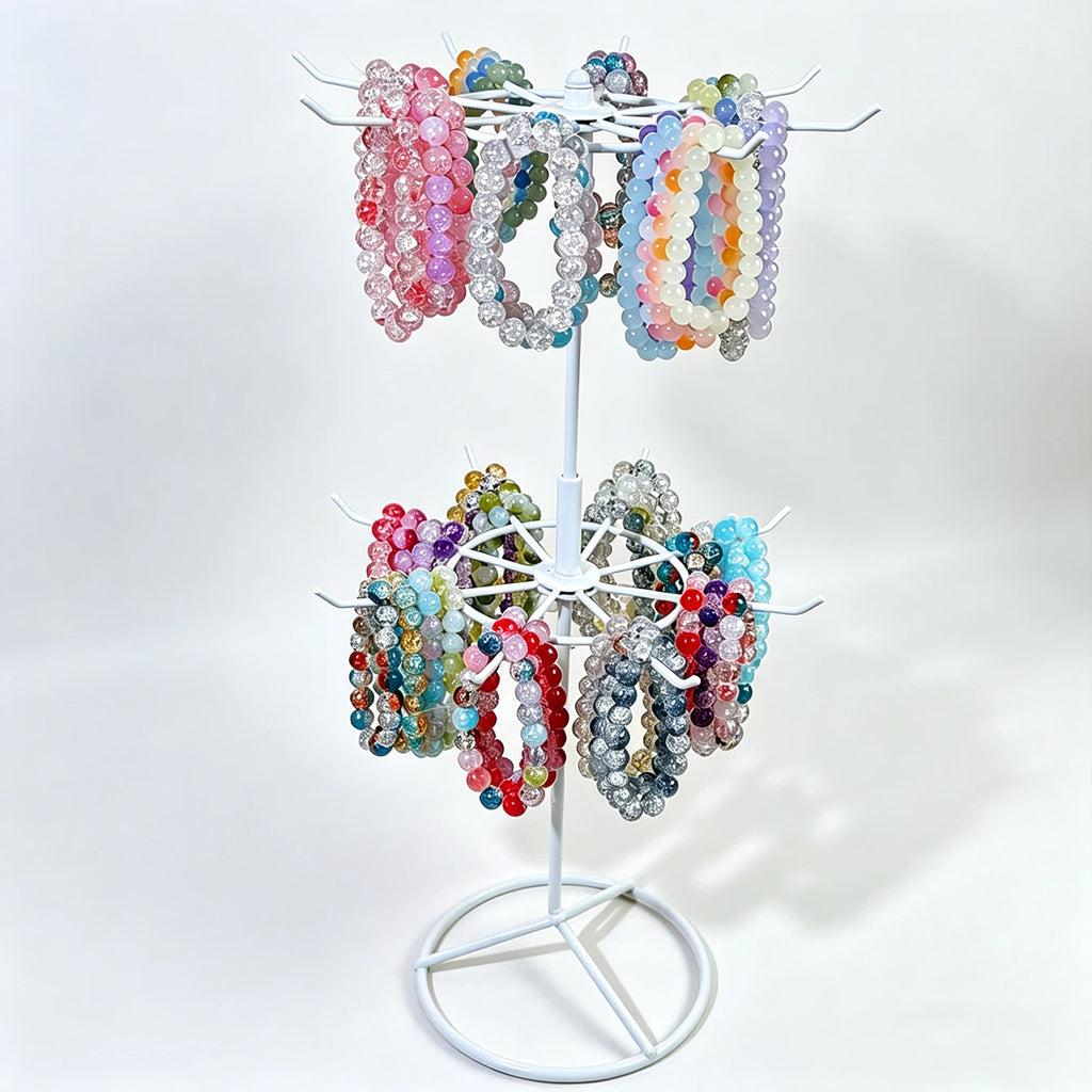 1pc Iron Art Two layer Rotating Bead Storage Desktop Bead Craft Display Stand Retail Jewelry Display Stand Oasis Select