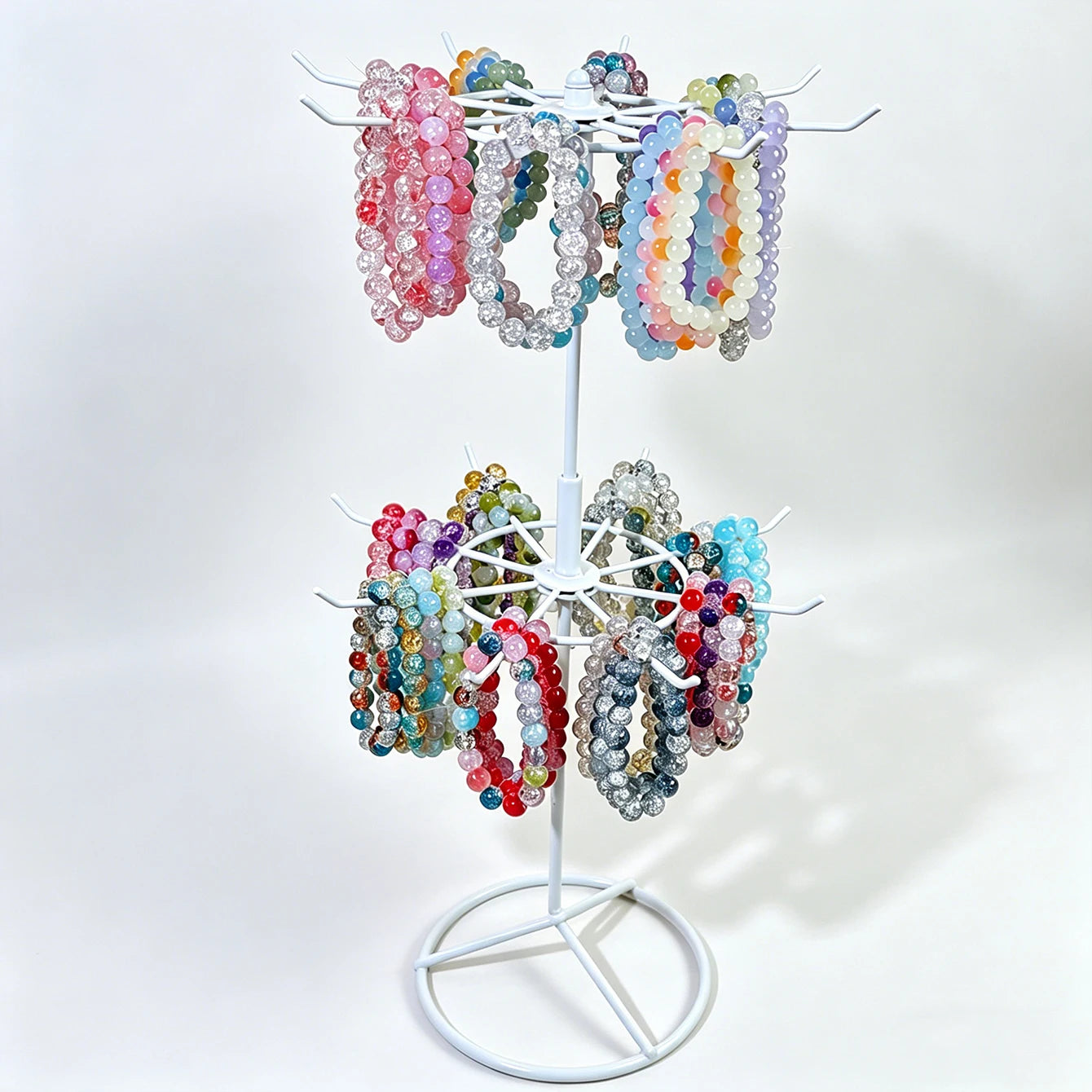 1pc Iron Art Two layer Rotating Bead Storage Desktop Bead Craft Display Stand Retail Jewelry Display Stand Oasis Select