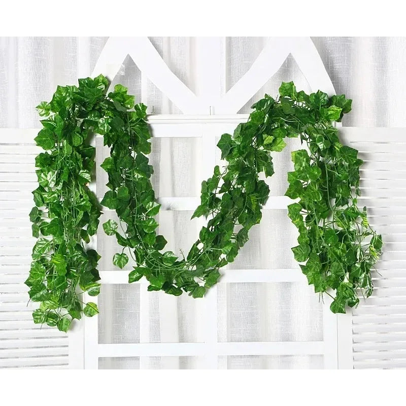 220cm Artificial Liana Vine Wall Hanging Fake Plants Ivy String Leaves Decoration Home Outdoor Garden Wedding Party Decors Oasis Select 2.2M Long PT