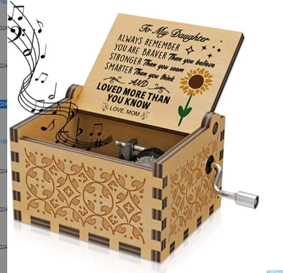 Wooden hand cranked music box, you are my sunshine music painting boutique gift, music box Oasis Select 13