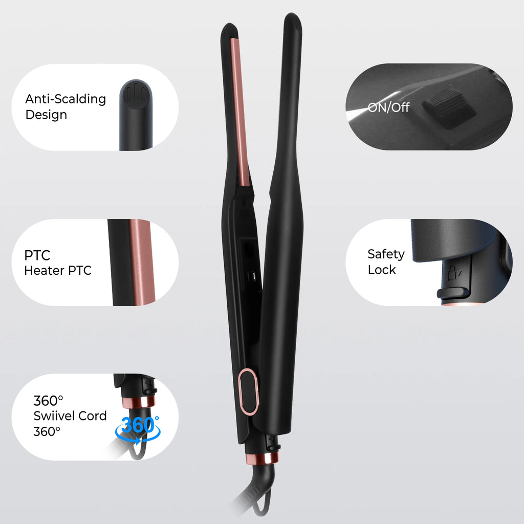 URGGU Mini 2-in-1 Pencil Flat Iron for Short Hair & Curling