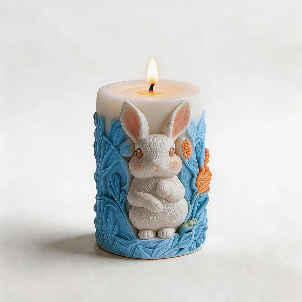 3D Cylindrical Easter Bunny Silicone Mold for DIY Handmade Aromatherapy Candle Home Decor Crafts Oasis Select