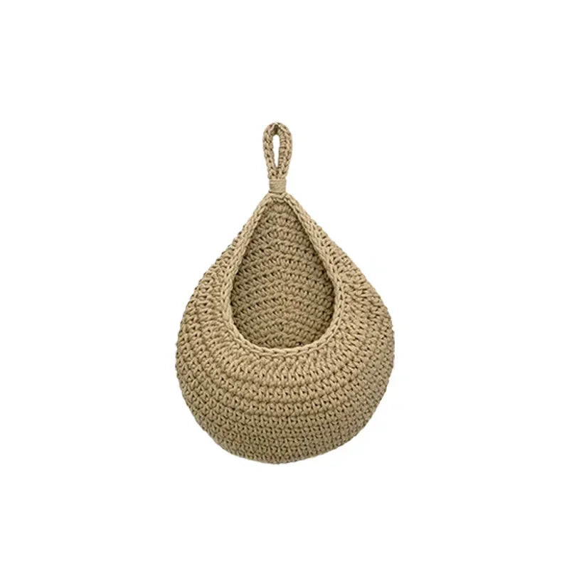 Hanging Water Droplet Net Bag Hanging Wall Vegetable and Fruit Storage Basket Handmade Cotton Rope Woven Bird's Nest Oasis Select
