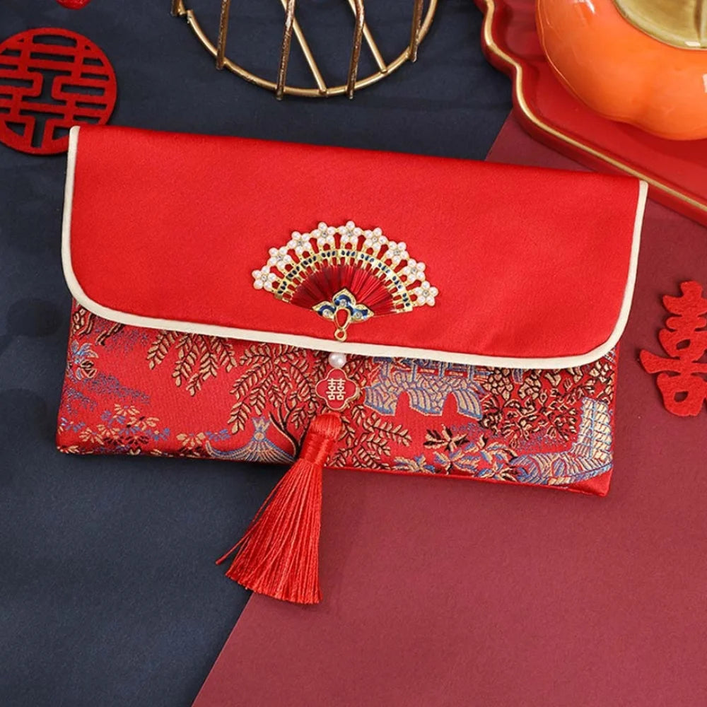 2025 Lunar New Year Brocade Red Envelope HongBao with Tassel