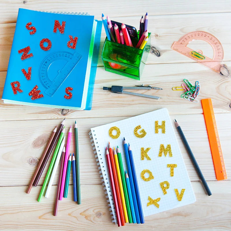 1Pcs Glitter A-Z Alphabet Letters Sticker Scrapbooking Stationery School Supplies Black/Gold/Silver/Red/Blue/Pink/Purple/Green Oasis Select