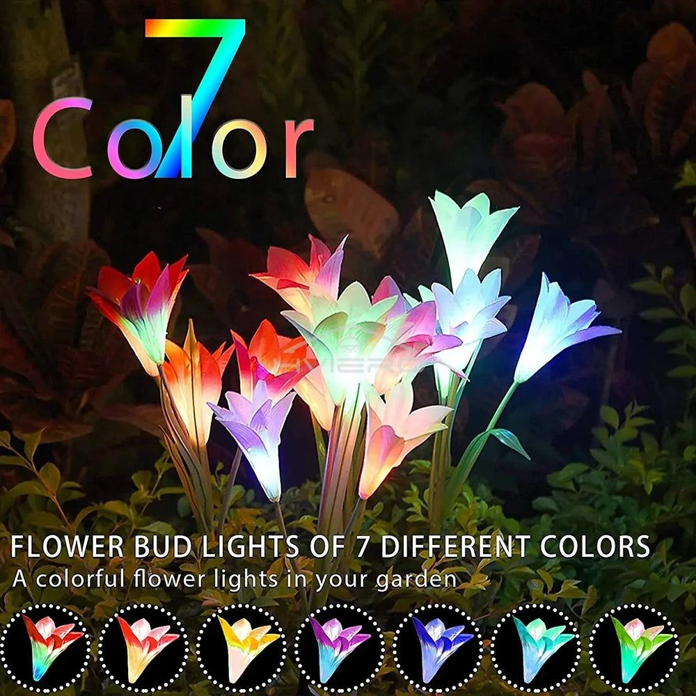 Solar LED Lily Flower Garden Light | IP65 Waterproof Pathway Lamp