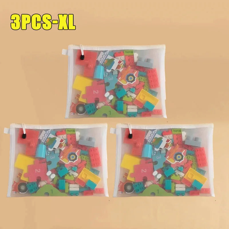 3/6/9 PCS Mesh Zipper File Bag Waterproof Moisture-proof Zipper Folder Toy Storage Bag Storage Tools Cosmetic Organization Bag Oasis Select 3PCS-XL