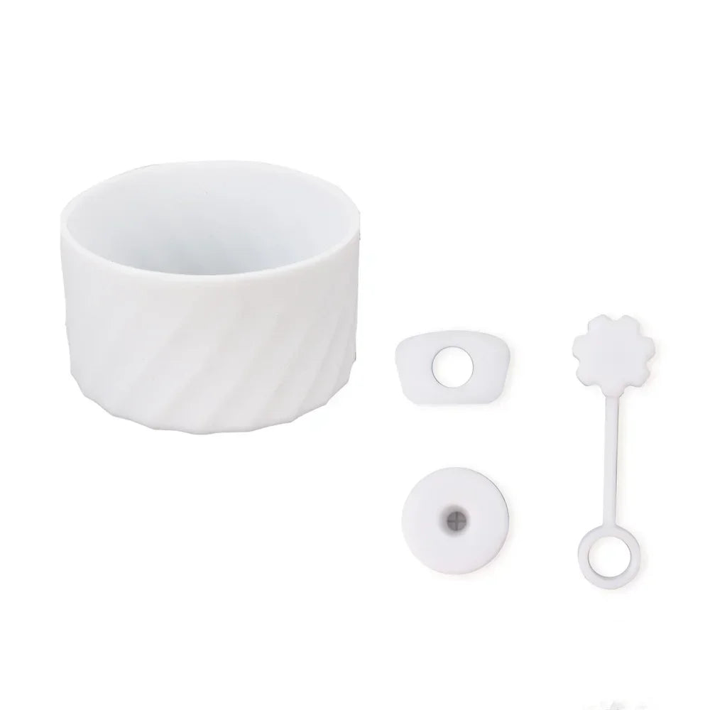 4Pcs Silicone Spill Proof Stopper Set for Stanley 40oz Cup Protective Boot and Straw Covers Reusable Water Bottle Accessories Oasis Select White